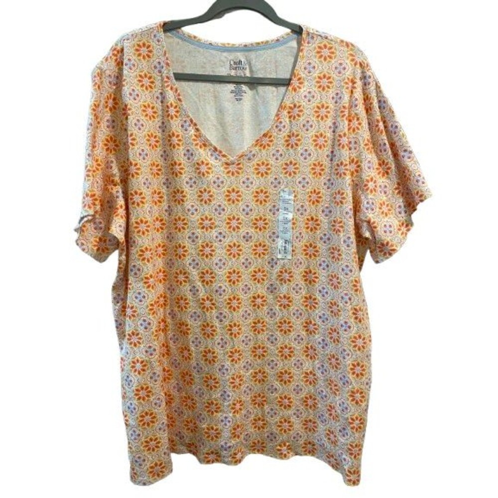 Women's 3X T-Shirt Classic Croft & Barrow V-neck Short Sleeve Cotton